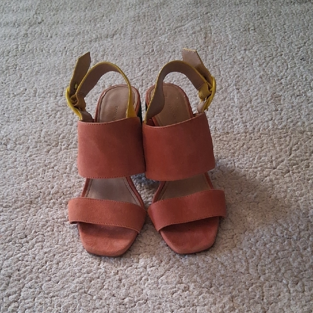 Banana Republic Coral and Yellow And Green Colorblock Heels